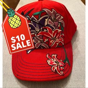 Red Embellished and Rhinestone Bling Ball Cap